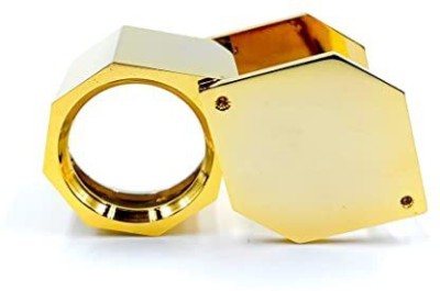 HOUF Jewellers Eye Loupe 21mm 10x Golden Plated Hexagon Lens Magnifying Triplet Glass 10 X Magnifier(Golden)