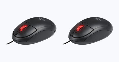 ZEBRONICS Zeb-Rise USB 2.0 (Black) - Pack of 2 Wired Ambidextrous Optical Mouse(USB 2.0, USB 3.0, Black)