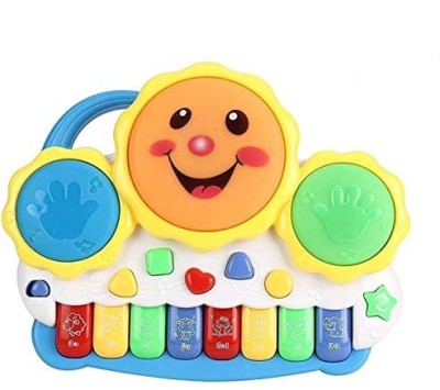 FUN EXPRESS Drum Keyboard Musical Piano Toys with Flashing Lights for Kids(Multicolor)