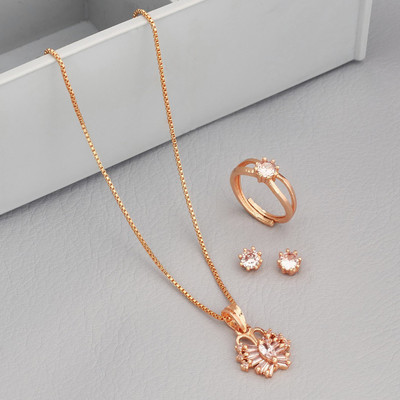 Radheshyam Creation Alloy Gold-plated Rose Gold Jewellery Set(Pack of 4)