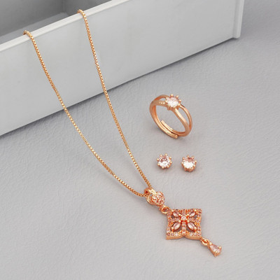 Radheshyam Creation Alloy Gold-plated Rose Gold Jewellery Set(Pack of 4)