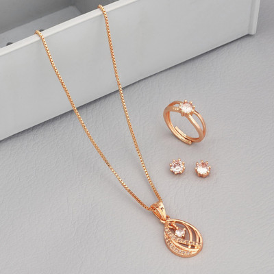 Radheshyam Creation Alloy Gold-plated Rose Gold Jewellery Set(Pack of 4)