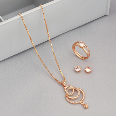 Radheshyam Creation Alloy Gold-plated Rose Gold Jewellery Set(Pack of 4)
