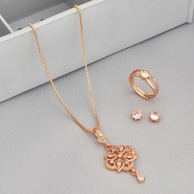 Radheshyam Creation Alloy Gold-plated Rose Gold Jewellery Set(Pack of 4)