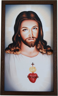 Elegance Sacred Heart of Jesus Christ wall painting frame Christian Art painting Digital Reprint 19.25 inch x 11.25 inch Painting(With Frame)