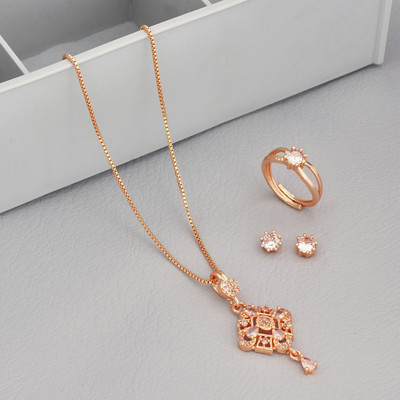 Radheshyam Creation Alloy Gold-plated Rose Gold Jewellery Set(Pack of 4)