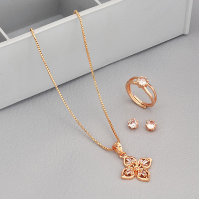 Radheshyam Creation Alloy Gold-plated Rose Gold Jewellery Set(Pack of 4)