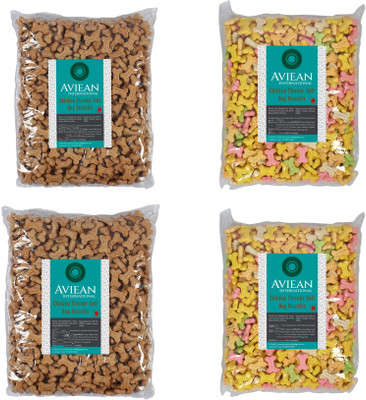 Aviean International Puppy Dog Treat Combo Pack Of 4 (Chicken Puppy biscuit 2 + Puppy Mix Biscuit 2) Chicken Dog Treat(4 kg, Pack of 4)
