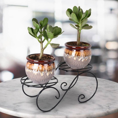 MEENA ENTERPRISES 2 Pot Stand Plant Container Set(Metal)