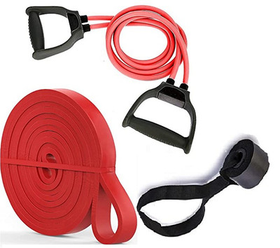 ADONYX Power Resistance Bands with Toning Tube & Door Anchor Gym Item Resistance Tube(Red, Black)