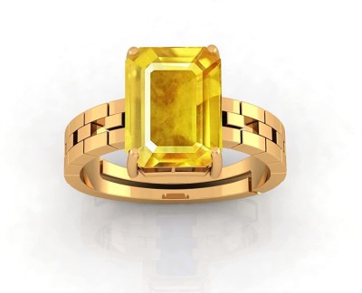 PARTH GEMS Carat Certified Unheated Untreatet A+ Quality Natural Original Gold Metal Sapphire Gold Plated Ring