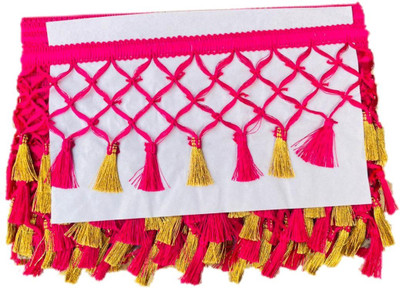 MARUTI KRUPA ENTERPRISE MAKE PINK AND GOLD TASSELS LACE WIDTH:4 INCH LENGTH:9METER Lace Reel(Pack of 1)