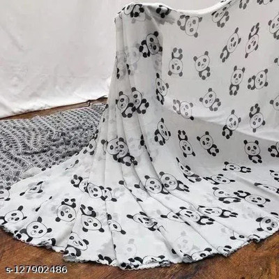 Femane Animal Print Daily Wear Georgette Saree(White)