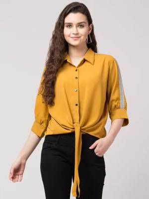 Whitewhale Women Embellished Casual Yellow Shirt - Price History