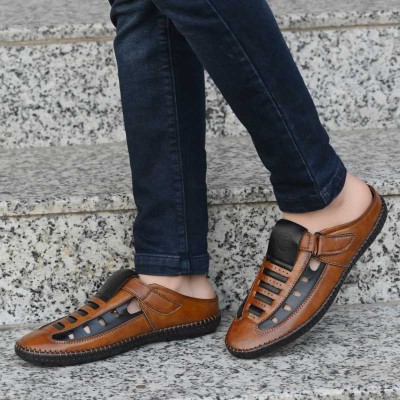 Men's Avenue LaserCut Sandals Loafers For Men (Tan) Loafers For Men(Tan)