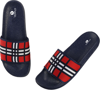 Yepplo Men Flaxiable and comfortable Slides(Red , 8)
