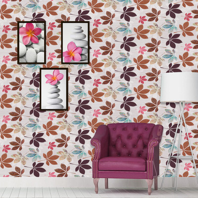 LARBENZ Vinyl Floral & Botanical Multicolor Wallpaper(L x W: 500 cm x 45 cm)