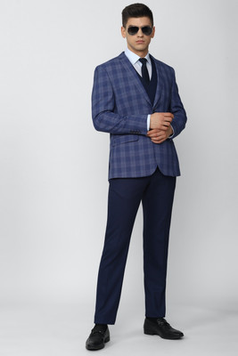 VAN HEUSEN Single Breasted - 2 button Checkered Men Suit