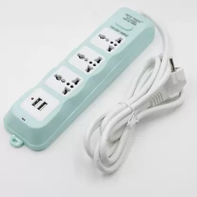 Gilhot Extension Cord with 2 USB Charging Ports and 3 Socket Heavy Duty Multiplug Extension Board for Multiple Devices Smartphone, Computer, Tablet Laptop 3  Socket Extension Boards(White, 2 m, With USB Port)