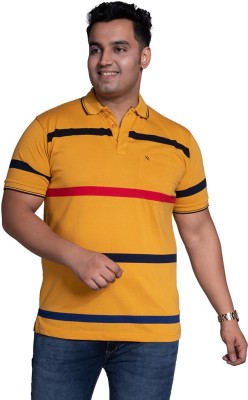XMEX Colorblock Men Polo Neck Yellow T-Shirt