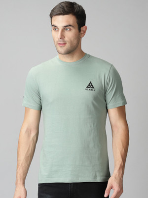 Starly Solid Men Round Neck Light Green T-Shirt