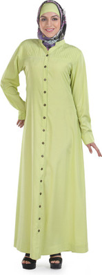 Momin Libas Polyester Solid Abaya(Green)