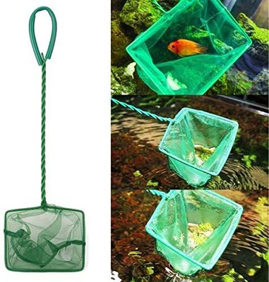 VAYINATO 6 Inch Green Portable Long Handle Square Aquarium Fish Tank Fishing Net Aquarium Fish Net(15.25 cm x 15.25 cm)