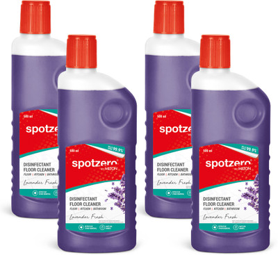 Spotzero by Milton Disinfectant Floor Cleaner Set of 4, 500 ml Each, Lavender | Surface Cleaner Lavender(4 x 125 ml)