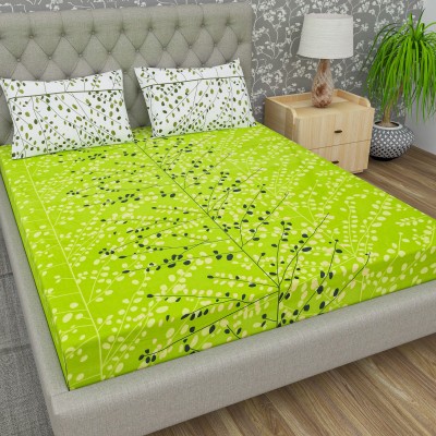 Flipkart SmartBuy 104 TC Cotton Double Jaipuri Prints Flat Bedsheet(Pack of 1, Green)
