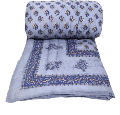 Gnudi Floral Double Quilt for  Heavy Winter(Cotton, Blue)