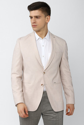VAN HEUSEN Self Design Single Breasted Casual Men Blazer(Beige)