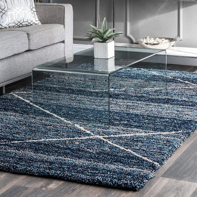 RM Handloom Blue Polyester Area Rug(9 ft,  X 5 ft, Rectangle)