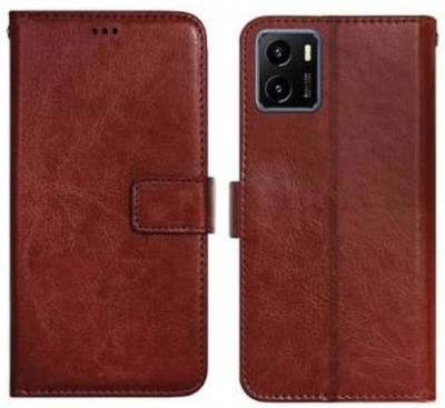 CASETREE Flip Cover for Vivo Y15s, V2125 leather cover(Brown, Grip Case, Pack of: 1)