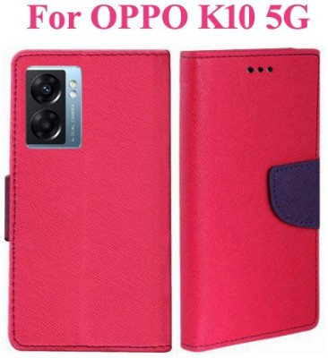 Wristlet Flip Cover for OPPO K10 5G(Pink, Cases with Holder, Silicon, Pack of: 1)