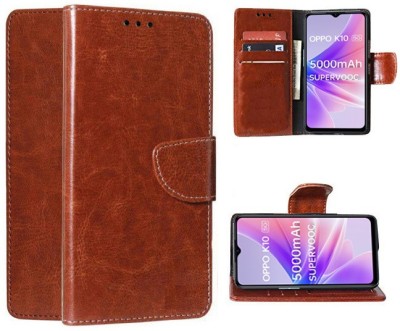 Fresca Flip Cover for OPPO K10 5G(Brown, Shock Proof, Pack of: 1)