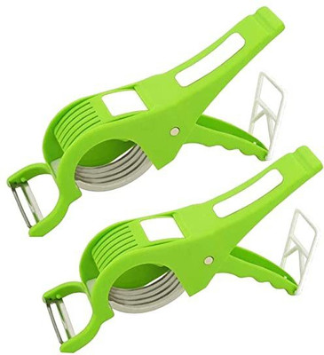 Krishna Marketing 2-in-1 Vegetable Chopper Multi-Color (Vegetable 2 in 1 Cutter) Pack of 2 Vegetable & Fruit Scraper(2)