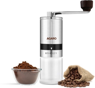 AGARO Elite Manual Ceramic Grinder with Glass jar 6 Cups Coffee Maker(Silver)