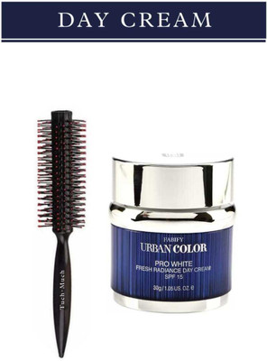 TuchMuch Hair Brush With Urban Color Pro White Fresh Radiance DAY Cream | SPF 15 | 30g |(2 Items in the set)
