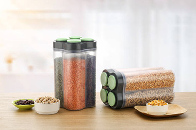 2Seven Plastic Grocery Container  - 2500 ml(Pack of 2, Multicolor)
