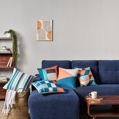 Sleepyhead Canvas Cushions Cover(41 cm*41 cm, Pack of 5, Orange)