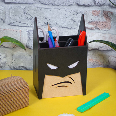 primecode 1 Compartments WOODEN PEN & PENCIL STAND(Black)