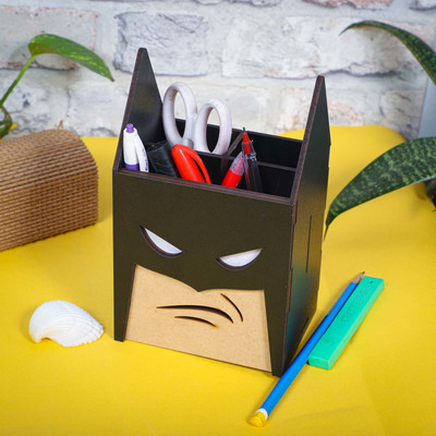 primecode 3 Compartments Wood Pen Holder(Multicolor)