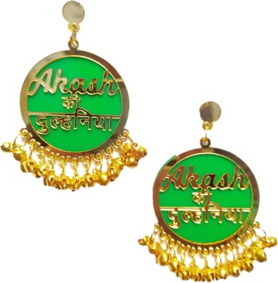 RN COLLECTION DULHANIYA CUSTOM GREEN Acrylic Drops & Danglers