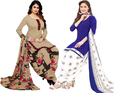 PINK WISH Crepe Floral Print, Printed Salwar Suit Material