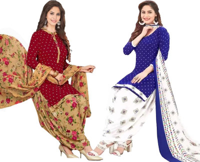 PINK WISH Crepe Floral Print, Printed Salwar Suit Material
