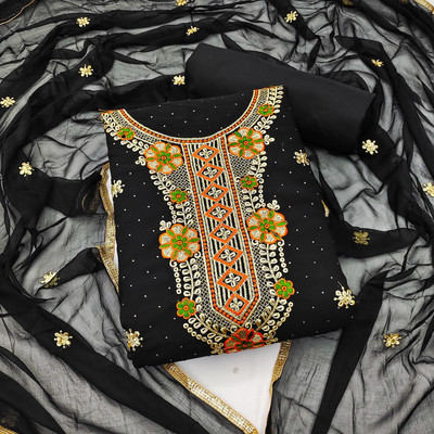 ramdev creation Georgette Embroidered Salwar Suit Material