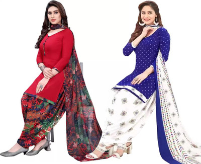 PINK WISH Crepe Floral Print, Printed Salwar Suit Material
