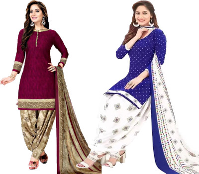 PINK WISH Crepe Floral Print, Printed Salwar Suit Material