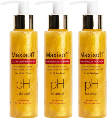 Maxisoft Golden Glow - 100 ml Pack of 3 Face Wash(300 ml)
