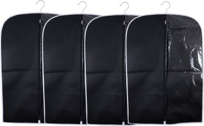 AMIRA INDUSTRIES Non Woven One Side Transparent Coat/suit/Blazer Cover Pack of 4(Black)